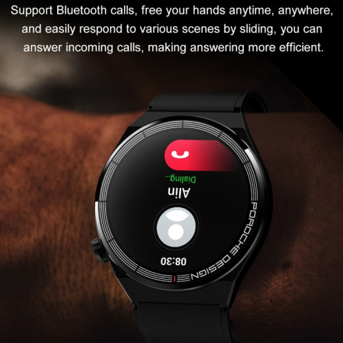 Ochstin 5HK46P Montre intelligente avec bracelet en silicone à écran rond de 1,36 pouces avec fonction d'appel Bluetooth (argent + noir) SO801B1904-012