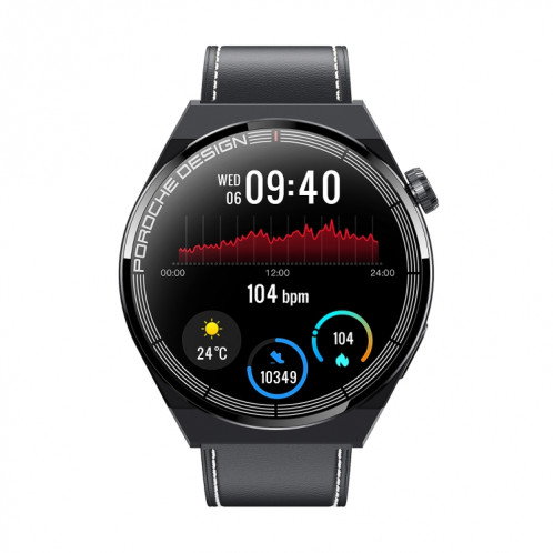 Ochstin 5HK46P Montre intelligente avec bracelet en cuir à écran rond de 1,36 pouces avec fonction d'appel Bluetooth (Noir) SO001B642-012
