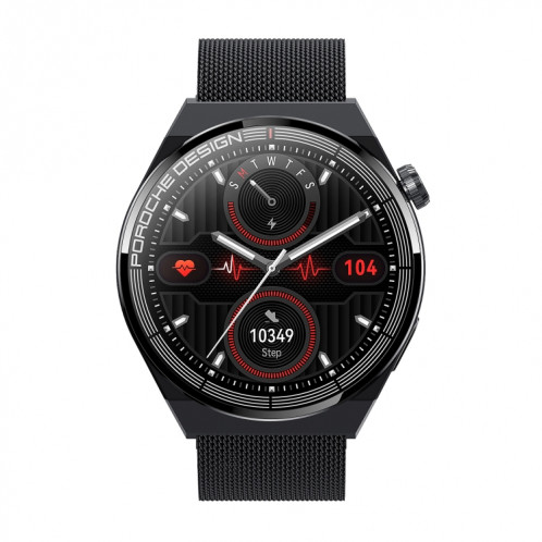 Ochstin 5HK46P Montre intelligente avec écran rond et bracelet en acier de 1,36 pouce avec fonction d'appel Bluetooth (Noir) SO101A549-012
