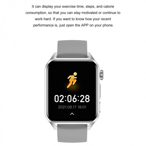 Ochstin 5HK28 1,78 pouces écran carré bracelet en silicone montre intelligente prend en charge la fonction d'appel Bluetooth/surveillance de l'oxygène sanguin (noir) SO701A225-011