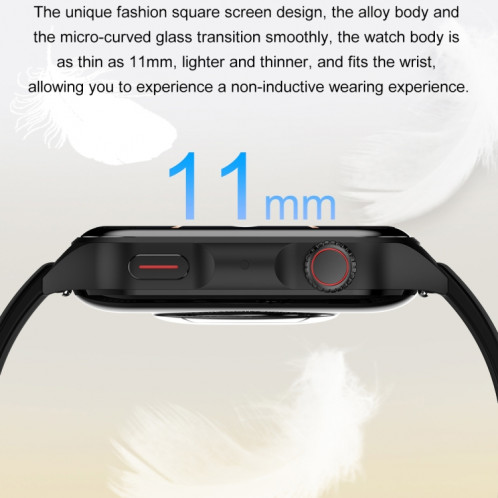 Ochstin 5HK28 1,78 pouces écran carré bracelet en silicone montre intelligente prend en charge la fonction d'appel Bluetooth/surveillance de l'oxygène sanguin (noir) SO701A225-011