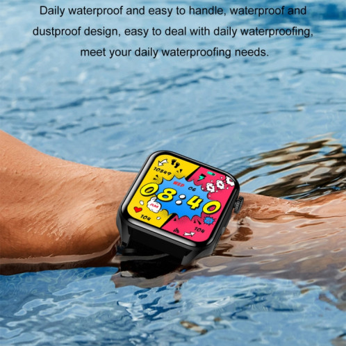 Ochstin 5HK28 1,78 pouces écran carré bracelet en silicone montre intelligente prend en charge la fonction d'appel Bluetooth/surveillance de l'oxygène sanguin (noir) SO701A225-011
