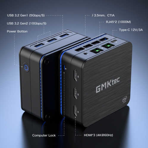 Mini PC GMK KB7 Windows 11 Pro, 16 Go + 512 Go, Intel Pentium Silver N6005 Quad Core, prise en charge WiFi et BT () SG001A987-09