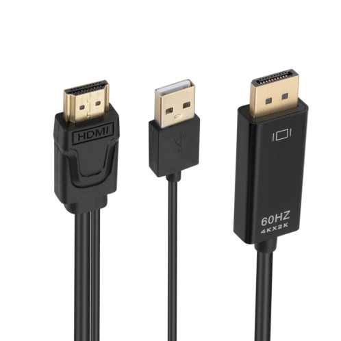 Câble adaptateur HDMI vers USB + DisplayPort avec alimentation, longueur : 1,8 m (noir) SH101A776-06