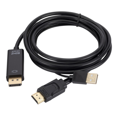 Câble adaptateur HDMI vers USB + DisplayPort avec alimentation, longueur : 1,8 m (noir) SH101A776-06