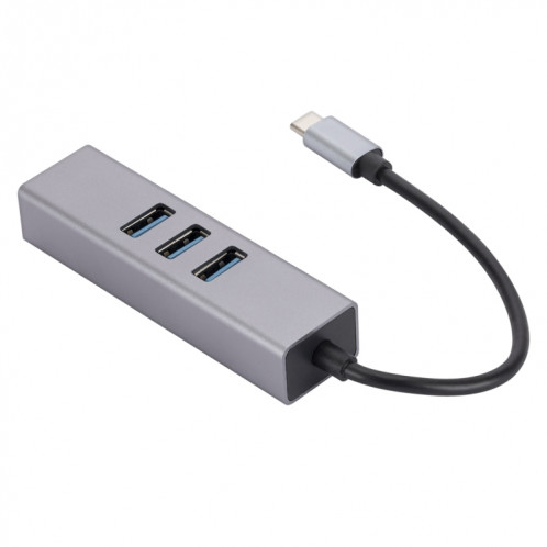 SL-030 USB-C / Type-C vers Gigabit Ethernet RJ45 et 3 adaptateurs USB 3.0 Convertisseur HUB (Gris) SH301A454-06