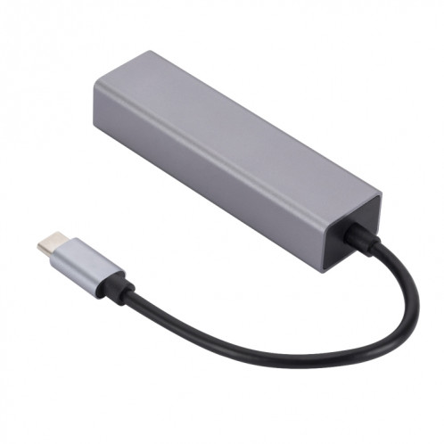 SL-030 USB-C / Type-C vers Gigabit Ethernet RJ45 et 3 adaptateurs USB 3.0 Convertisseur HUB (Gris) SH301A454-06