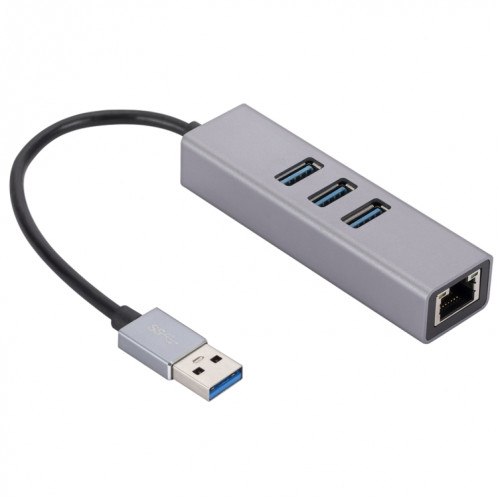 SL-030 Adaptateur convertisseur USB vers Gigabit Ethernet RJ45 et 3 x USB 3.0 HUB (Gris) SH601A1771-06