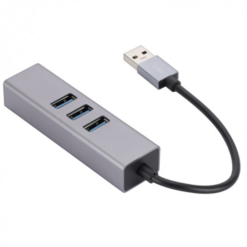 SL-030 Adaptateur convertisseur USB vers Gigabit Ethernet RJ45 et 3 x USB 3.0 HUB (Gris) SH601A1771-06