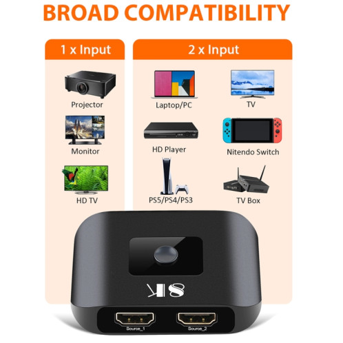NK-H82 8K UHD HDMI 2X1 Commutateur unidirectionnel avec télécommande SH900861-06