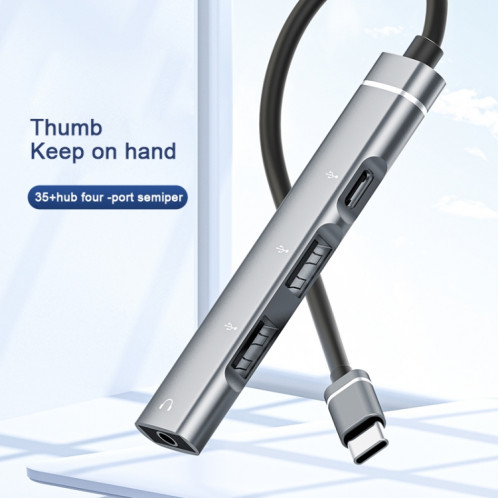 Station d'accueil USB-C / Type-C vers 3,5 mm + 2USB + Type-C HUB (Argent) SH101B391-07