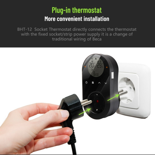 Thermostat LCD enfichable BHT12-C sans WiFi, (bleu) SH402B226-06