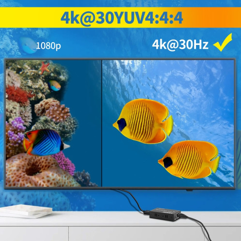 Extension réseau 4K HDMI vers RJ45, distance de transmission : 200 m (noir) SH801A305-09