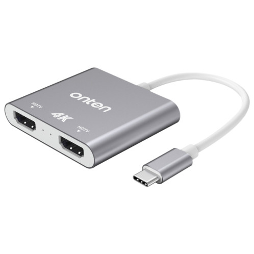 Onten OTN-9175B Convertisseur de sortie 4K USB-C / Type-C vers double HDMI (Blanc) SO401A596-09
