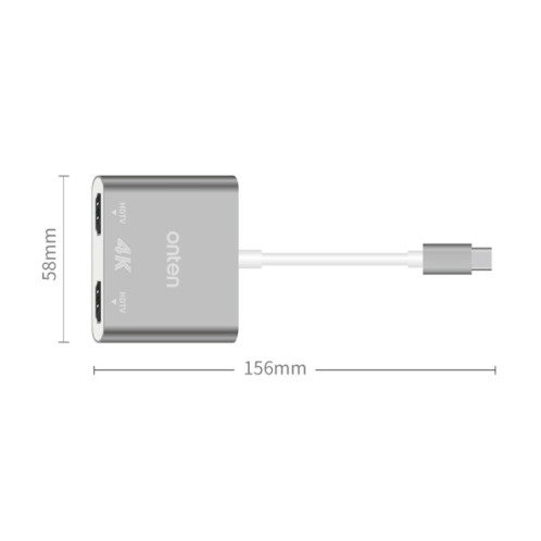 Onten OTN-9175B Convertisseur de sortie 4K USB-C / Type-C vers double HDMI (Blanc) SO401A596-09