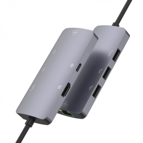 Onten OTN-UC910 Station d'accueil HUB multifonction portable USB-C / Type-C (Gris) SO801A832-05