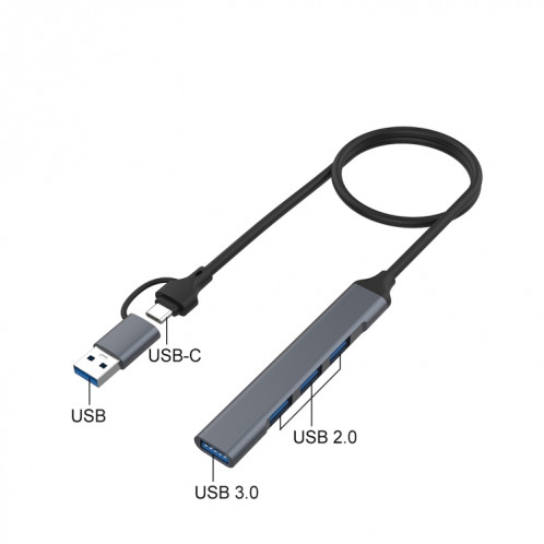 Onten OT-UCA9701 Station d'accueil HUB multifonctionnelle portable 2 en 1 à 4 ports SO95011615-03