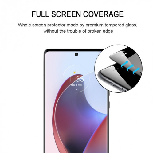 Pour Motorola Edge 30 Ultra Film de verre trempé plein écran à bord incurvé 3D SH300140-07