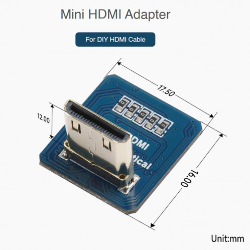 Module adaptateur de prise Mini HDMI verticale Waveshare pour câble HDMI bricolage SW35011842-06