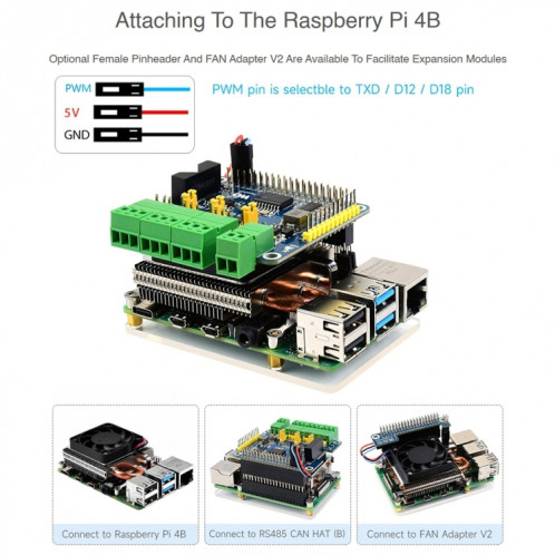 Ventilateur de refroidissement Waveshare Slim ICE Tower pour Raspberry Pi 4B, alimentation : 5 V SW95391691-08