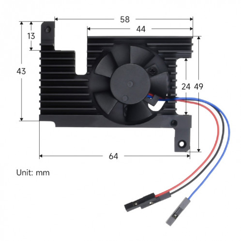 Ventilateur de refroidissement en alliage d'aluminium tout-en-un dédié Waveshare pour Raspberry Pi 4B SW4401733-08