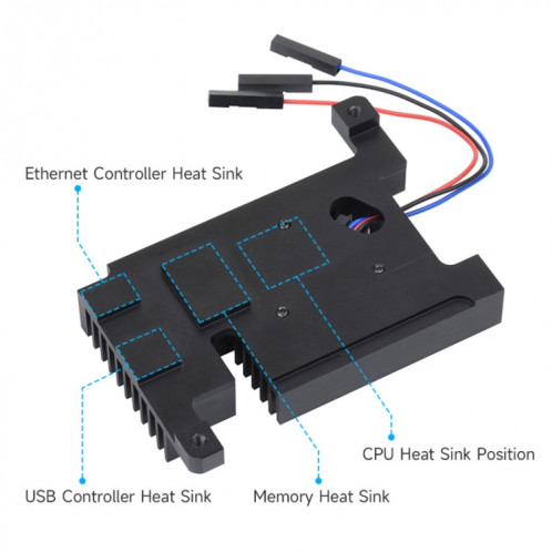 Ventilateur de refroidissement en alliage d'aluminium tout-en-un dédié Waveshare pour Raspberry Pi 4B SW4401733-08