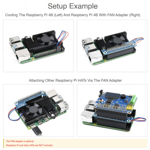 Ventilateur de refroidissement en alliage d'aluminium tout-en-un dédié Waveshare pour Raspberry Pi 4B SW4401733-08