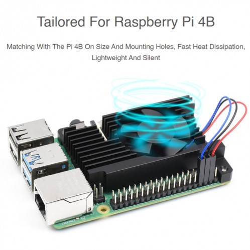 Ventilateur de refroidissement en alliage d'aluminium tout-en-un dédié Waveshare pour Raspberry Pi 4B SW4401733-08