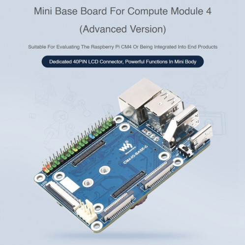 Mini carte de base Waveshare conçue pour le module de calcul Raspberry Pi 4 SW95511008-07