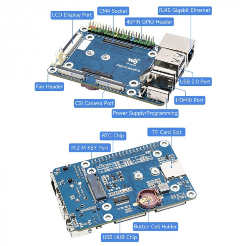 Mini carte de base Waveshare conçue pour le module de calcul Raspberry Pi 4 SW95511008-07