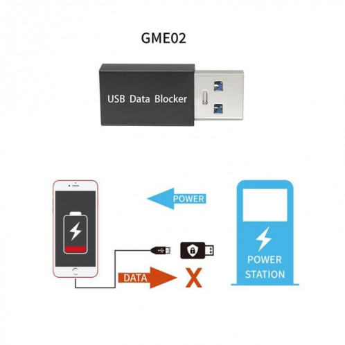 Connecteur de charge du bloqueur de données USB GEM02 (argent) SH901B1731-05