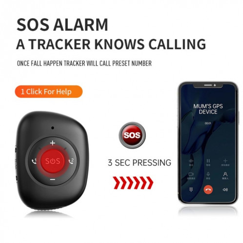 RF-V50 IP67 étanche 4G LTE 3G 2G GSM bouton SOS pour personnes âgées alarme d'urgence GPS Tracker (noir) SH701A1308-08