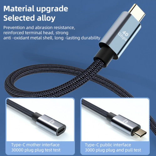 Câble d'extension USB4.0 40 Gbps Type-C mâle à femelle, longueur : 0,3 m SH41011563-06