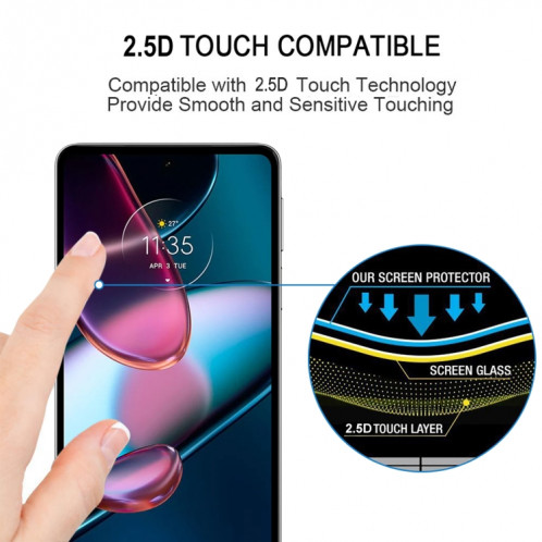 Pour Motorola Edge 30 Pro 5G/Edge + 5G UW/Edge 2022 Film de protection d'écran à couverture complète en verre trempé SH94011689-08
