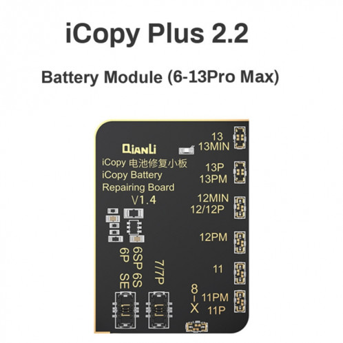 Pour iPhone 6 13 Pro Max Qianli iCopy Plus 2.2 programmeur de détection de réparation, modèle : module de batterie SQ1604754-07