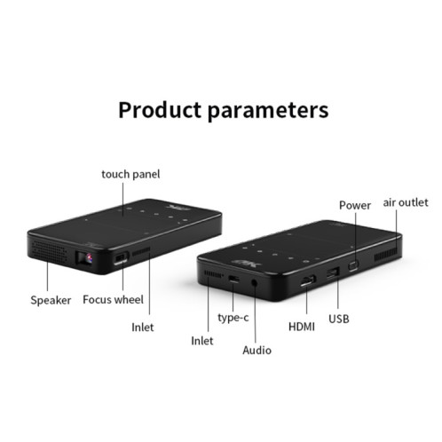 S90 DLP Android 9.0 1 Go + 8 Go 4K Mini projecteur intelligent WiFi, prise d'alimentation : prise AU (blanc) SH202B886-015