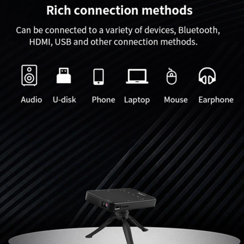 S90 DLP Android 9.0 1 Go + 8 Go 4K Mini projecteur intelligent WiFi, prise d'alimentation : prise AU (blanc) SH202B886-015