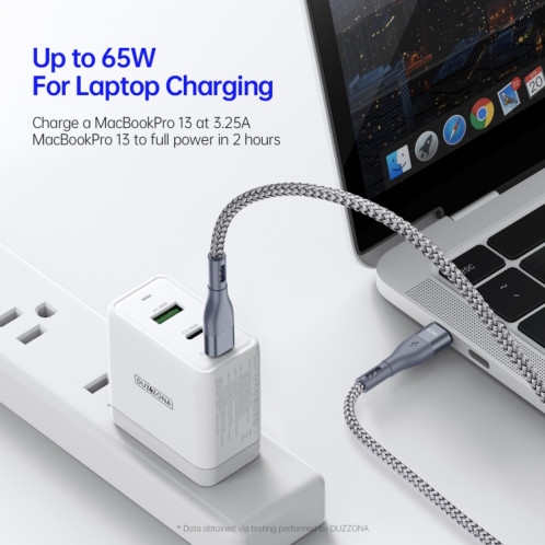 Câble de données à charge rapide DUZZONA A2 PD 65 W USB-C / Type-C vers Type-C, longueur : 1 m (gris) SD801A1799-08