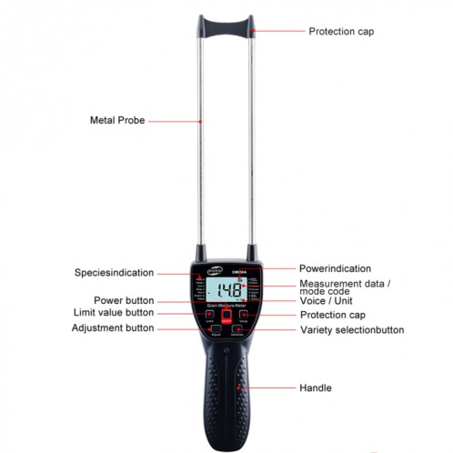 BENETECH GM650A Humidimètre pour grains, batterie non incluse SB10661641-06