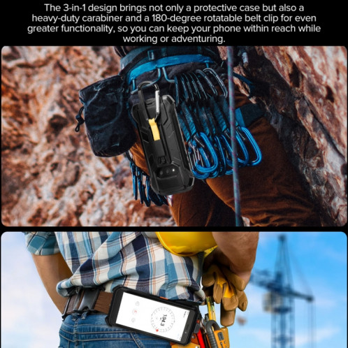 Pour Ulefone Power Armor X11 Pro Ulefone Back Clip Phone Case with Mousqueton (Noir) SU801A1372-07