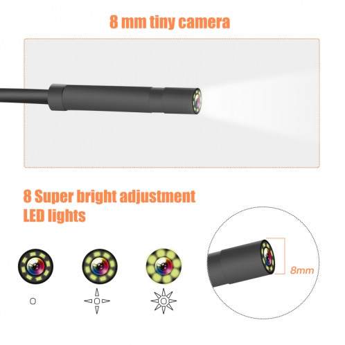 P40 8 mm HD Endoscope industriel à écran vertical intégré portable étanche, longueur : 5 m (câble) SH102A470-014