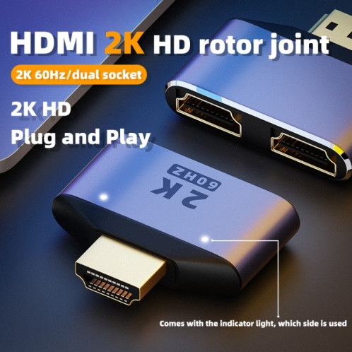Adaptateur HDMI 2 en 1 2K 60Hz avec voyants lumineux SH13671419-05