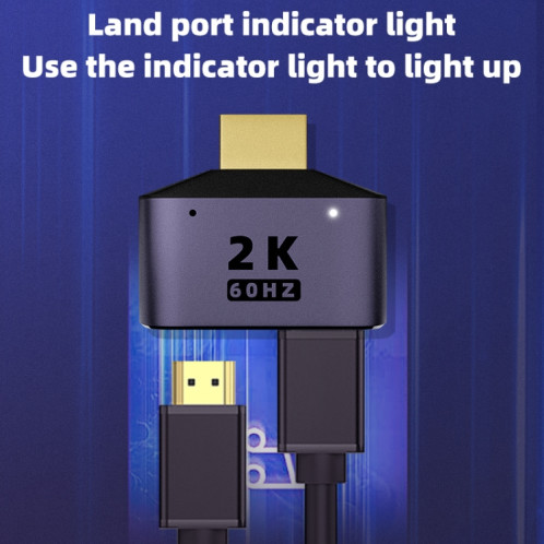 Adaptateur HDMI 2 en 1 2K 60Hz avec voyants lumineux SH13671419-05
