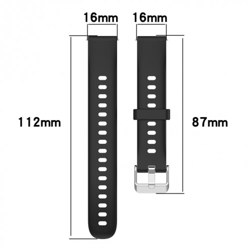 Pour Keep Band B4 Bracelet de montre en silicone à surface brillante de 16 mm (noir) SH901D995-08