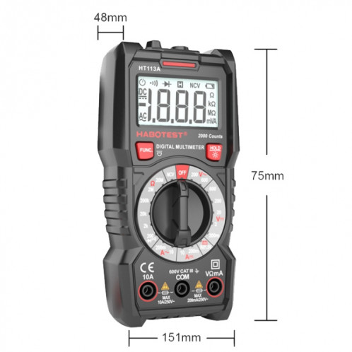 Multimètre numérique haute précision à plage automatique HABOTEST HT113C SH15521941-05