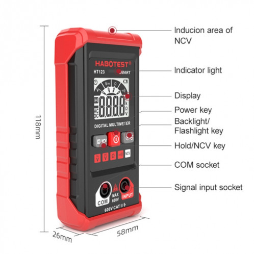HABOTEST HT123 Mini multimètre numérique haute précision SH1569840-08