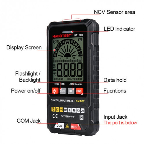 HABOTEST HT124A+ Mini multimètre haute précision à affichage numérique SH71021702-09