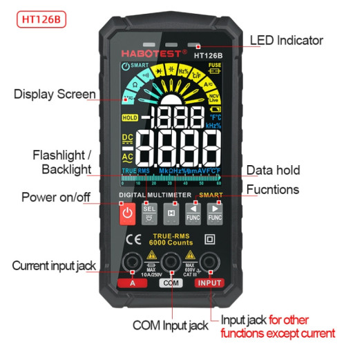 HABOTEST HT126B Mini multimètre numérique haute précision SH1615323-07