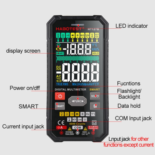 Multimètre numérique HABOTEST HT127B SH16171041-08