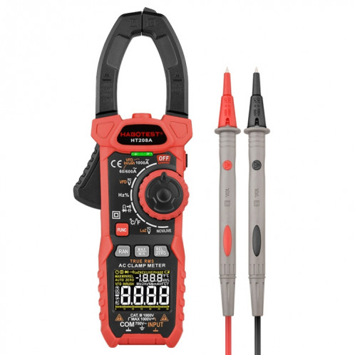 HABOTEST HT208A 1000A Pince multimètre numérique anti-brûlure multifonction SH1623143-05
